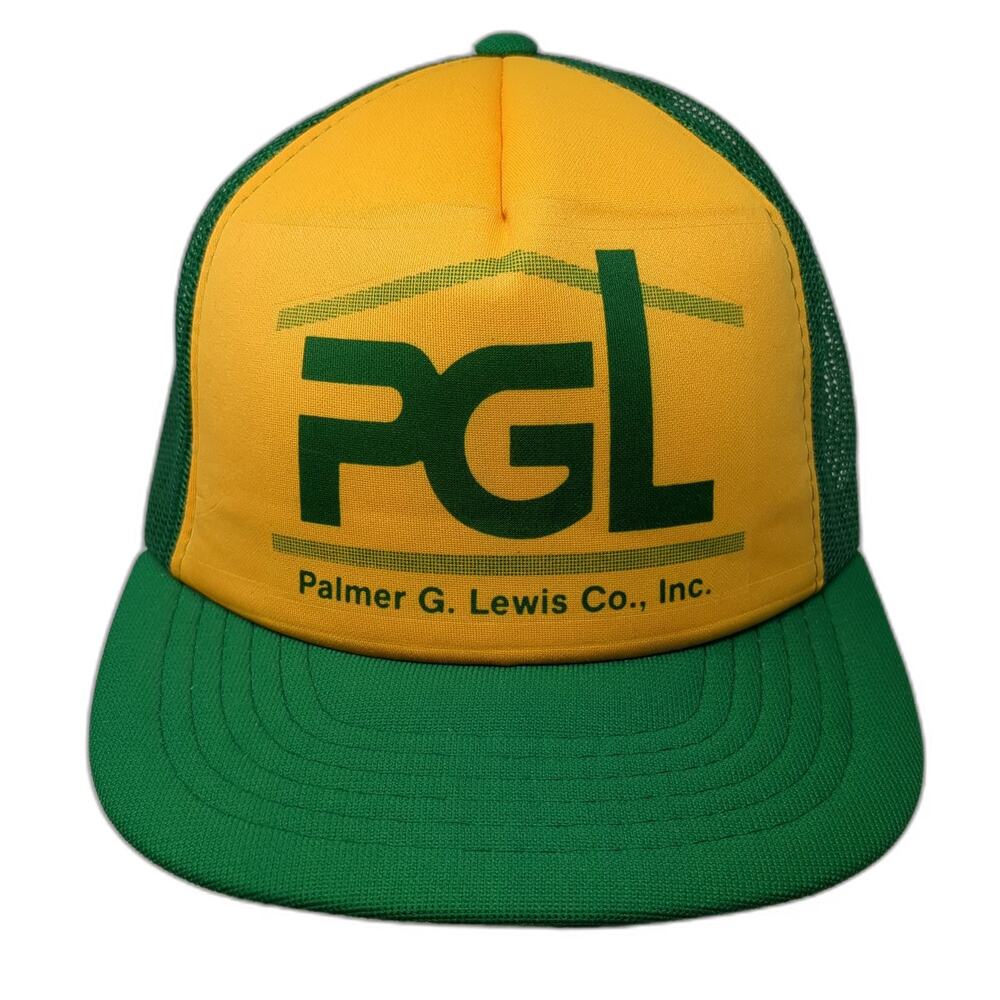 Yupoong Trucker Hat Yellow Green One Size PGL Palmer G Lewis Co Snapback Mesh